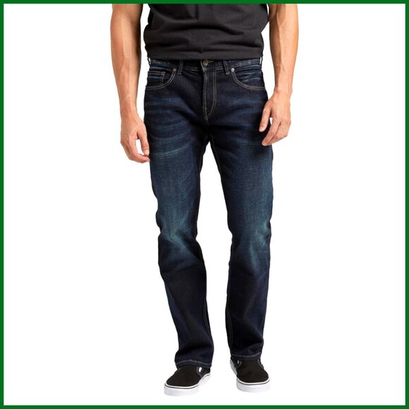Slim Fit Straight Leg Jeans Classic Casual Stretch Denim Mid Rise